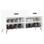 Engineered wood white gloss shoemaker bench 102x35x55 cm by vidaXL, Shoe racks and shoe organizers - Ref: Foro24-829710, Pric...