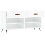 Engineered wood white gloss shoemaker bench 102x35x55 cm by vidaXL, Shoe racks and shoe organizers - Ref: Foro24-829710, Pric...