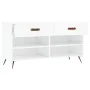 Engineered wood white gloss shoemaker bench 102x35x55 cm by vidaXL, Shoe racks and shoe organizers - Ref: Foro24-829710, Pric...