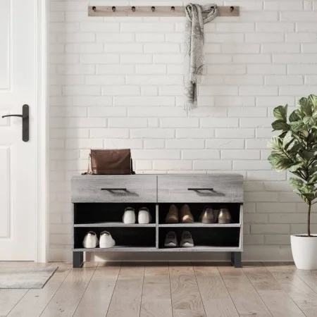 Sonoma gray engineered wood shoe bench 102x35x55 cm by vidaXL, Shoe racks and shoe organizers - Ref: Foro24-829770, Price: 59...
