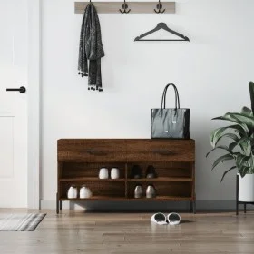 Shoe bench engineered wood oak brown 102x35x55 cm by vidaXL, Shoe racks and shoe organizers - Ref: Foro24-829755, Price: 56,0...