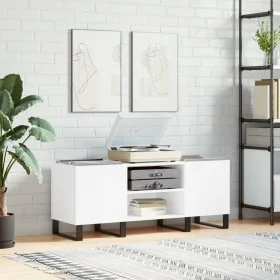 Plywood white record storage unit 121x38x48 cm by vidaXL, CD and DVD storage - Ref: Foro24-831684, Price: 82,74 €, Discount: %