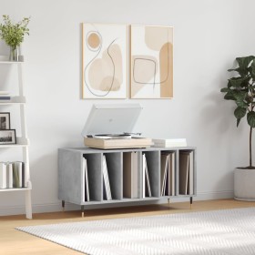 Mueble discos madera contrachapada gris hormigón 100x38x48 cm