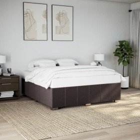 Cama sin colchón de tela marrón oscuro 180x200 cm en Camas y somieres | Comprar online en Foro24