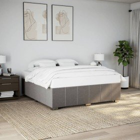 Cama sin colchón tela gris taupe 200x200 cm Cama sin colchón tela gris taupe 200x200 cm