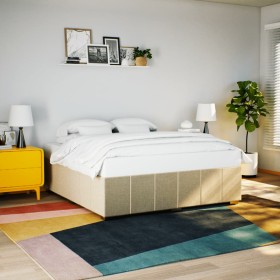 Cama sin colchón tela color crema 200x200 cm