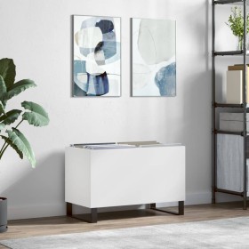 Mueble para discos madera contrachapada blanco 74,5x38x48 cm