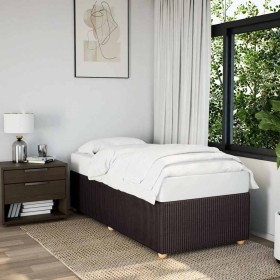 Estructura de cama sin colchón tela marrón oscuro 90x190 cm