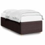 Estructura de cama sin colchón tela marrón oscuro 90x190 cm