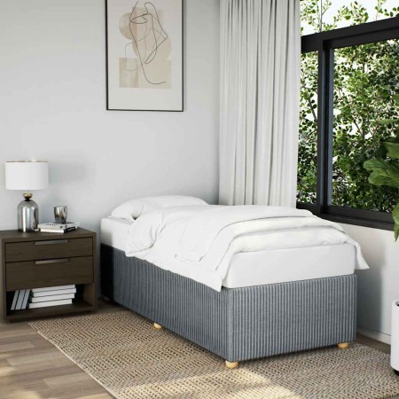 Estructura de cama sin colchón tela gris claro 90x200 cm