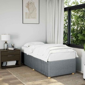 Estructura de cama sin colchón tela gris claro 90x200 cm