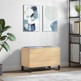 Mueble discos madera contrachapada roble Sonoma 74,5x38x48 cm