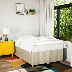 Estructura de cama sin colchón tela crema 120x190 cm Estructura de cama sin colchón tela crema 120x190 cm