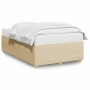 Estructura de cama sin colchón tela crema 120x190 cm