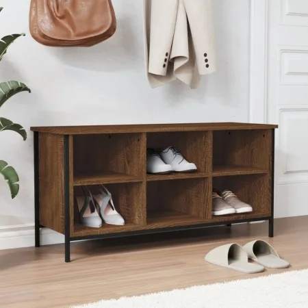 Schuhregal aus braunem Eichensperrholz, 100 x 35 x 50 cm von vidaXL, Schuhregale und Schuhorganisatoren - Ref: Foro24-831842,...