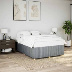 Cama sin colchón tela gris claro 140x190 cm