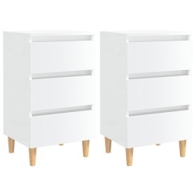 Nachttisch-Holzbeine 2 Stück glänzend weiß 40x35x69 cm von vidaXL, Nachttische - Ref: Foro24-805900, Preis: 109,38 €, Rabatt: %