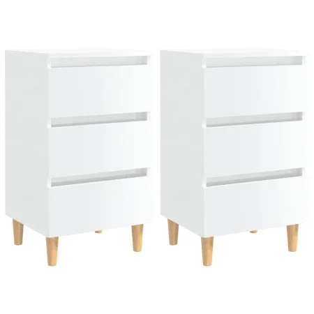 Nightstand wooden legs 2 pcs glossy white 40x35x69 cm by vidaXL, Nightstands - Ref: Foro24-805900, Price: 107,47 €, Discount: %