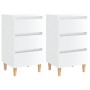 Mesita de noche patas madera 2 uds blanco brillo 40x35x69 cm de vidaXL, Mesitas de noche - Ref: Foro24-805900, Precio: 109,29...