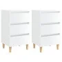 Nightstand wooden legs 2 pcs glossy white 40x35x69 cm by vidaXL, Nightstands - Ref: Foro24-805900, Price: 107,47 €, Discount: %