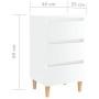 Mesita de noche patas madera 2 uds blanco brillo 40x35x69 cm de vidaXL, Mesitas de noche - Ref: Foro24-805900, Precio: 109,29...