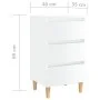 Mesita de noche patas madera 2 uds blanco brillo 40x35x69 cm de vidaXL, Mesitas de noche - Ref: Foro24-805900, Precio: 107,47...