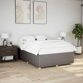 Cama sin colchón tela gris taupe 140x190 cm