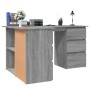 Sonoma Eckschreibtisch aus grauem Sperrholz 145x100x76 cm von vidaXL, Schreibtische - Ref: Foro24-815442, Preis: 183,00 €, Ra...