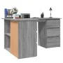 Sonoma Eckschreibtisch aus grauem Sperrholz 145x100x76 cm von vidaXL, Schreibtische - Ref: Foro24-815442, Preis: 193,00 €, Ra...