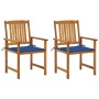 Garden chairs with cushions, 2 units, solid acacia wood by vidaXL, Garden chairs - Ref: Foro24-3061187, Price: 151,47 €, Disc...