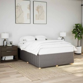 Cama sin colchón tela gris taupe 140x200 cm