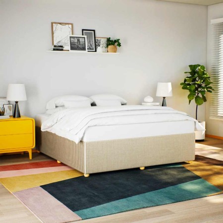 Cama sin colchón tela color crema 200x200 cm