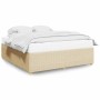 Cama sin colchón tela color crema 200x200 cm
