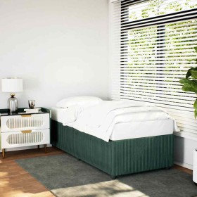 Estructura de cama sin colchón terciopelo verde oscuro 80x200cm