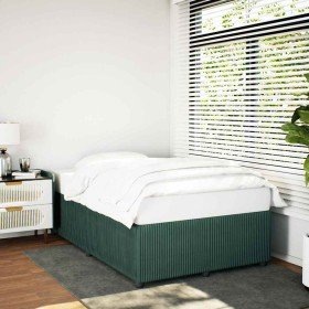 Estructura cama sin colchón terciopelo verde oscuro 120x190cm en Camas y somieres | Comprar online en Foro24