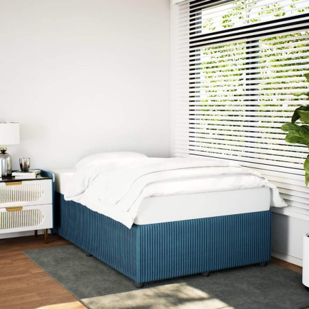 Estructura de cama de terciopelo azul 120x200 cm