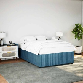 Estructura de cama de terciopelo azul 140x200 cm