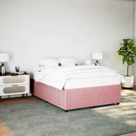 Estructura de cama sin colchón terciopelo rosa 160x200 cm Estructura de cama sin colchón terciopelo rosa 160x200 cm