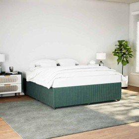 Estructura cama sin colchón terciopelo verde oscuro 200x200 cm