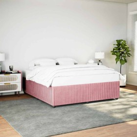 Estructura cama sin colchón terciopelo rosa 200x200 cm Estructura cama sin colchón terciopelo rosa 200x200 cm