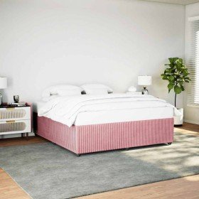 Estructura cama sin colchón terciopelo rosa 200x200 cm Estructura cama sin colchón terciopelo rosa 200x200 cm