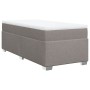 Cama box spring con colchón tela gris taupe 80x200 cm
