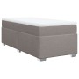 Cama box spring con colchón tela gris taupe 90x190 cm