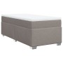 Cama box spring con colchón tela gris taupe 90x200 cm