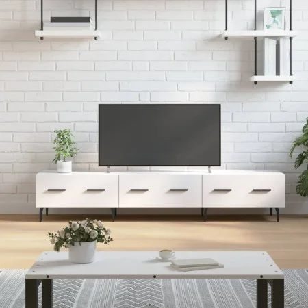 Holzwerkstoff TV-Möbel weiß glänzend 150x36x30 cm von vidaXL, TV-Möbel - Ref: Foro24-829166, Preis: 104,04 €, Rabatt: %