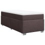 Cama box spring con colchón tela marrón oscuro 100x200 cm