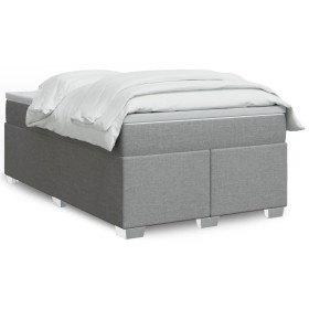 Cama box spring con colchón tela gris claro 120x200 cm