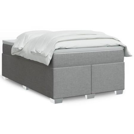 Cama box spring con colchón tela gris claro 120x200 cm