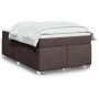 Cama box spring con colchón tela marrón oscuro 120x200 cm