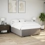 Cama box spring con colchón tela gris taupe 140x190 cm